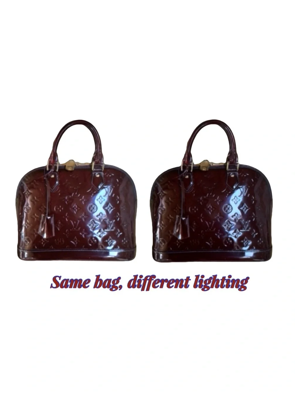 ⚜️ Louis Vuitton LV Monogram Vernis Patent Leather Alma PM Burgundy Violette COA - Picture 6 of 16